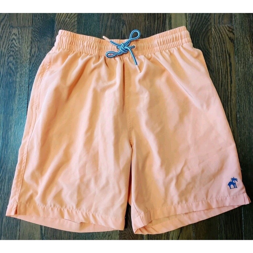 Caribbean Joe's Drawstring Swim Shorts Mens Size Medium Orange Pockets Beach